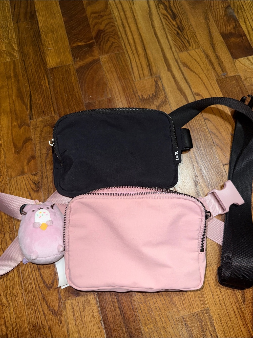 Pink & Black Crossbody Belt Bags - Dual Pack